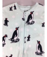 Nick &amp; Nora S Penguins Green One Piece Fleece Pajamas Sleeper Union Suit - £20.87 GBP