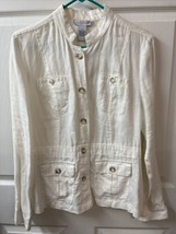 Paraphrase Safari White Linen Jacket Womens Size 10 Front Pockets Travel... - £24.14 GBP