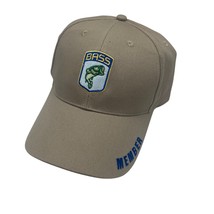 Bass Fishing Member Hat Cap Khaki Canvas Brown Adjustable Unisex Mens - $14.84