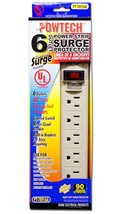 SURGE PROTECTOR 6 outlet POWER STRIP T Style 90° angLe Ivory POWTECH PT-... - £14.49 GBP