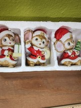 Homco Christmas Santa Mouse Mice Figurines Holiday 5405 3 Pc Set Taiwan  - $542.23 MXN