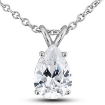 0.92 CT Diamond Solitaire Pendant Natural Pear Cut Treated 14K White Gold D VS2 - £1,760.42 GBP