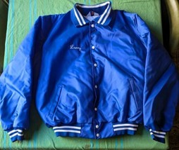 Vintage Rennoc Nylon Blue Varsity  Bomber Jacket Albertson&#39;s Larry XXL 50-52 - £28.93 GBP