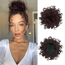 Messy Bun Hair Pieces for Women, Curly Bun Hairpieces Wavy (10&quot;,Dark Brown) - £14.13 GBP