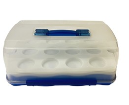 Lock N Lock Cupcake Cake Carrier Holder Egg Storage Container Blue HLS1040 - $31.03