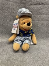 Vintage Disney Store Choo Choo Winnie the Pooh Beanie Plush Stuffed Animal KG - £11.84 GBP