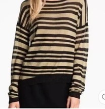 Size Small Rag and Bone Lightweight Striped Gold and Black Blouse Metallic-sheer - $32.36