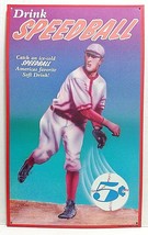 Vintage SPEEDBALL Ice Cold Soft Drink Tin Metal Sign Soda Pop Baseball Advertise - £19.75 GBP