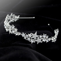 Silver Star Crown, Bridal Wedding Tiara, Princess Crown, Party Hair Acce... - £15.72 GBP