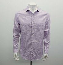 Perry Ellis Men&#39;s Long Sleeve Button Up Dress Shirt Size 16 Purple Slim ... - €6,92 EUR