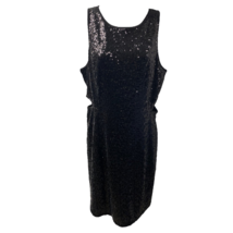 Kensie Womens Sheath Dress Black Stretch Back Zipper Sequined Side Cut Out M New - £27.84 GBP