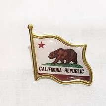 California Republic Flag Bear Star Lapel Pin 3/4&quot; Red White Brown USA - $12.86