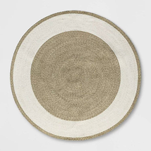 Neutral Ivory Beige Round Braided Area Rug - 6X6 Feet - £115.80 GBP