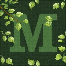 Pepita needlepoint canvas: Letter M Leaves, 10&quot; x 10&quot; - $78.00+