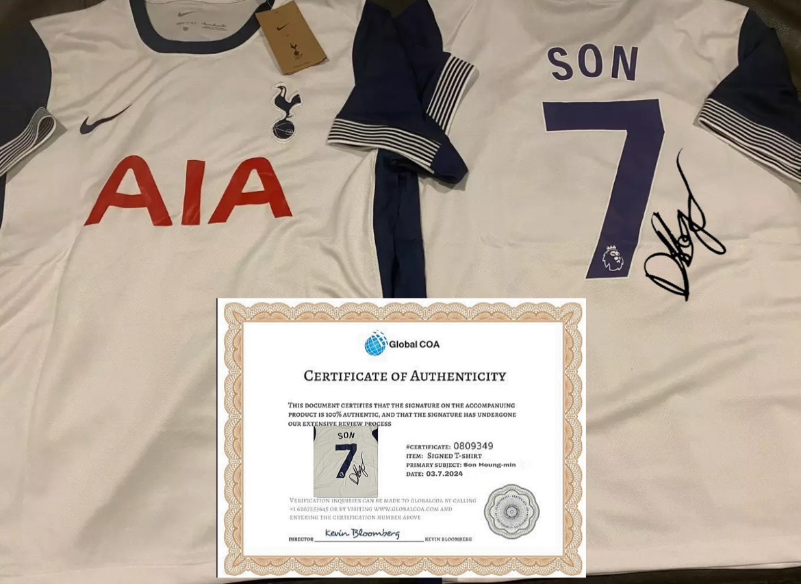Son Heung-min New Tottenham Jersey24/25 With His Signature+ COA// FREE SHIPPING