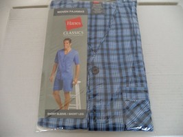 Men's Blue Plaids Hanes Short Sleeve/ Short Leg Woven Pajamas. Small. Classics. - $18.32