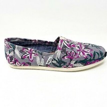 Toms Classics Grey Floral Womens Slip On Casual Canvas Flat Shoes - £31.89 GBP