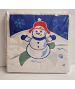 Vintage Hefty Paper NAPKINS Sealed NIP Christmas Snowman 30 2-Ply 1990 NOS - £10.11 GBP