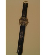 Silver Face Watch with Black Leather Band and a Stainless Steal Case Back - $8.49