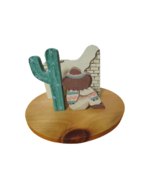 Handmade Wooden Lazy Susan Southwest Themed Cactus Napkin Holder 10&quot; Dia... - £15.53 GBP