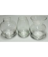 Two’s Company Menage a Trois Hand Blown Glass 3 Clear Bud Vases 3.5&quot; #2125 - $27.01 CAD