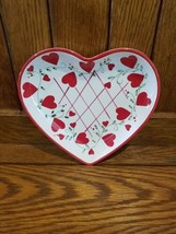 Mesa Home Heart Dish Red White Green Ceramic 8.5&quot; Wide Valentine&#39;s Day T... - $15.79