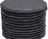 Slate Coasters, Maprial 4 Inch 12 Pcs. Round Black Stone, Housewarming G... - $33.97