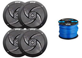 4X Pyle Marine 6.5&quot; Waterproof Black Low Profile Speakers,16-G 50 Ft Tin... - $164.99