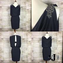 Cache Charcoal Gray Dress w/ Beaded Appliqué Size 4 - £38.23 GBP