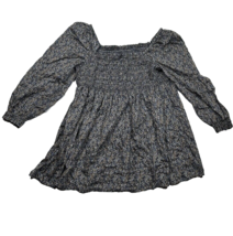 Gap Women Floral Long Sleeve Ruched Baby Doll Top Blouse Tunic XXL 2XL - £13.87 GBP