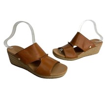 Ugg Eirene Tan Brown Leather Espadrilles Wedge Sandals Size 9 - £24.10 GBP