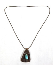 Southwestern Sterling Silver Shadow Box Turquoise Navajo Native American Pendant - £79.38 GBP