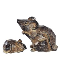 Vintage Geometric Mouse Figurine Set Ceramic Made In Japan - £19.33 GBP