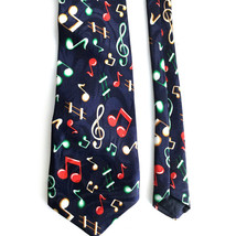 Steven Harris VTG Mens Hand Made Tie Musical Notes Necktie Navy Blue 59 in L - £18.24 GBP