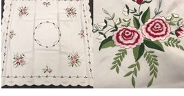 42x42&quot; Polyester Cutwork Embroidered Red Rose Square Embroidery Tablecloth - $44.99