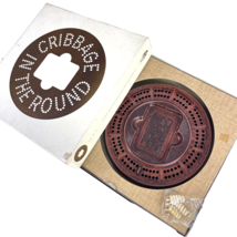 Cribbage In The Round Vtg 1966 ALPSCO Board Game Faux Wood Resin w/4 Pegs + Box - £76.35 GBP