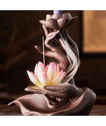Nirvana Incense Burner Statue with Lotus | Buddha Hand Fengshui Home Dec... - $79.00