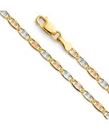14k Tri-tone Gold 2.6mm Diamond-cut Star Valentino Unisex Chain 7&quot; Bracelet - $5,382.84 MXN