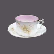 Antique Weimar Bavaria cup and saucer set. Pastel florals, pink bowl. - £51.55 GBP