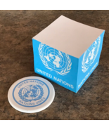 United Nations 4 inch Paper Note Cube and 3.25 inch diameter Ceramic Coa... - $20.28 CAD