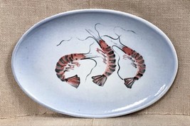 YSP Young Sapling Art Pottery Crawfish Print Oval Platter Crawdads Beach... - $69.30