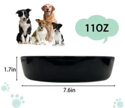 Slow Feeder Dog Bowl 11oz for Medium - Large Dogs Black Ceramic - £13.58 GBP