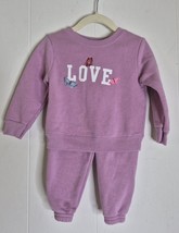 Garanimals Baby Girl Long Sleeve &quot; Love&quot; Purple Fleece Sweatsuit Set Sz 18M - $72.87 MXN