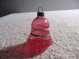 Vintage WWII 2 Era Unsilvered Striped Bell Christmas Tree Glass Ornament 2&#39;&#39; - £27.21 GBP
