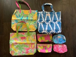 Lily Pulitzer for Estee Lauder Tote plus Cosmetic Bags Lot Florals Shells Fruit - $74.24