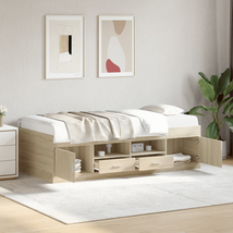 Rustic Sonoma Oak Wooden 2 in 1 Daybed Sofa Bed With Storage Drawers Doo... - £184.93 GBP
