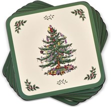 6 Hardback Coasters In The Shape Of A Christmas Tree From Spode. - $31.96