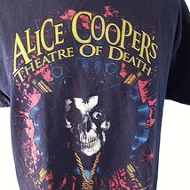 Theatre of Death Alice Cooper T Shirt Hanes Large Black Skeleton - £29.75 GBP