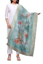 Jacquard Dupatta Silk Zari ethnic Indian Chunni Women/Girl Wedding Lt Green Buds - £26.32 GBP