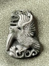 Nicely Carved Light Gray Flying Bird &amp; Green Stone Pendant or Other Use ... - £26.18 GBP